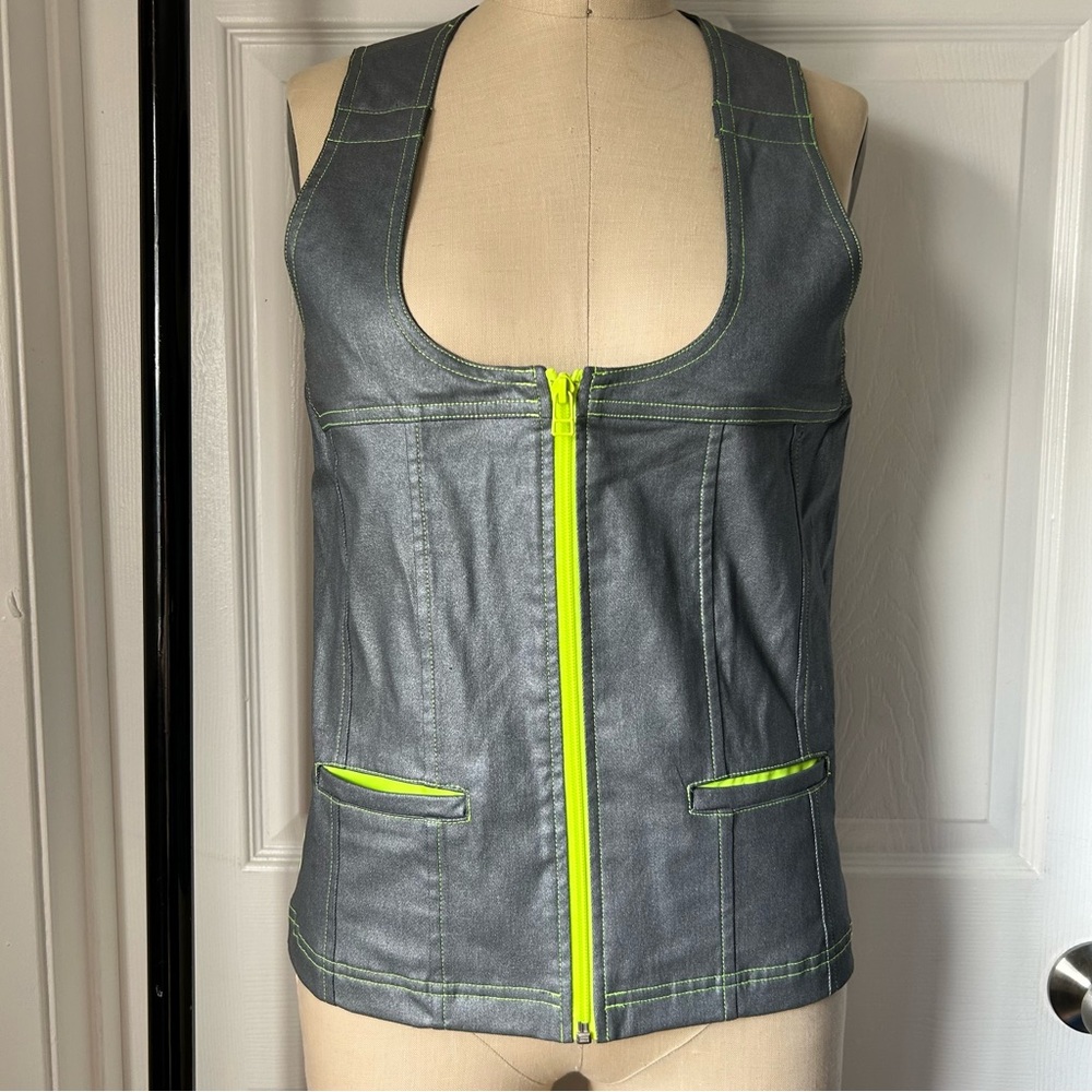 Gray Vest with Neon Green Accents
